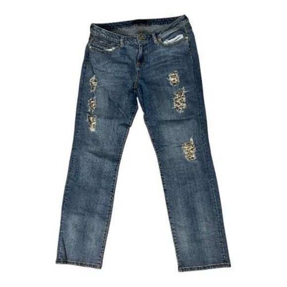 Poetic Justice Shaw Boyfriend Women Straight Jeans 30/32 Blue Stretch Studded - Picture 1 of 15